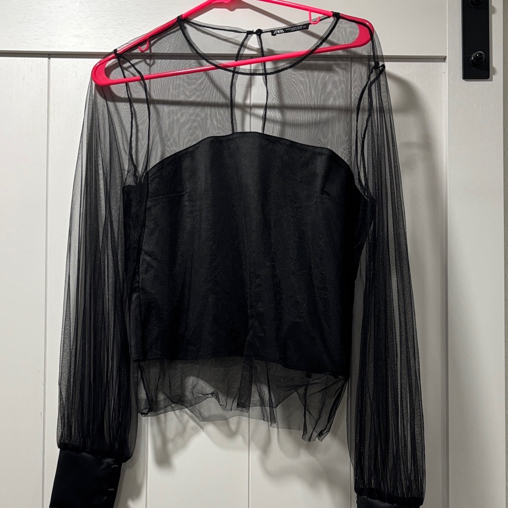 Zara Black Sheer Blouse